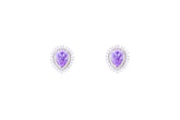 Asfour Crystal Stud Earrings With Tenzanite Pear Design In 925 Sterling Silver EE0016-N-5